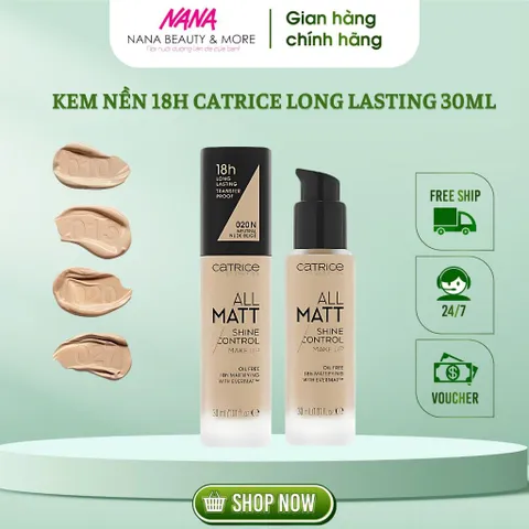 Kem Nền Lì 18h CATRICE All Matt Plus Shine Control 30ml - Kiềm Dầu, Chống Nước, Chứa Vitamin E, Phù Hợp Mọi Tông Da