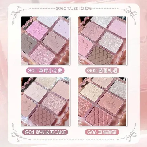 Bảng Phấn Mắt Gogo Tales 6 Ô Vỏ Hồng Ballet Coquette Sweet Pink 7.8g - Phấn Mắt Nữ Tính, Trang Điểm Nhẹ Nhàng Hàn Quốc