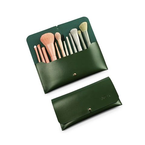 Bộ Cọ Trang Điểm Vacosi 12 Cây Kèm Ví Xanh Rêu BC35 - Cọ Chuyên Nghiệp Hàn Quốc, Thiết Kế Sang Trọng, Tiện Dụng cho Người Mới Bắt Đầu