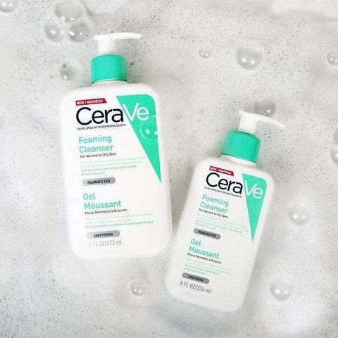 Sữa Rửa Mặt CeraVe Foaming Facial Cleanser 236ML - Giải Pháp Làm Sạch Da Dầu Mụn, Tươi Mát, Thích Hợp Cho Mọi Loại Da