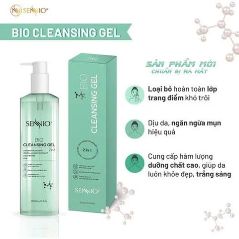 Nước Tẩy Trang Không Cồn SENNIO Bio Cleanser Gel 2in1 200ml - Giải Pháp Làm Sạch Sâu Da Dầu, Nhạy Cảm, An Toàn và Hiệu Quả