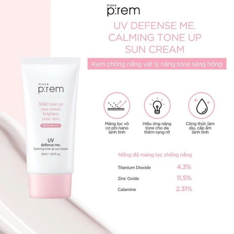 Kem Chống Nắng Vật Lý MAKE P:REM UV Nâng Tone, Kiềm Dầu & Dưỡng Ẩm 50ml Chính Hãng từ Hàn Quốc - Đối Tác Chăm Sóc Da Hoàn Hảo