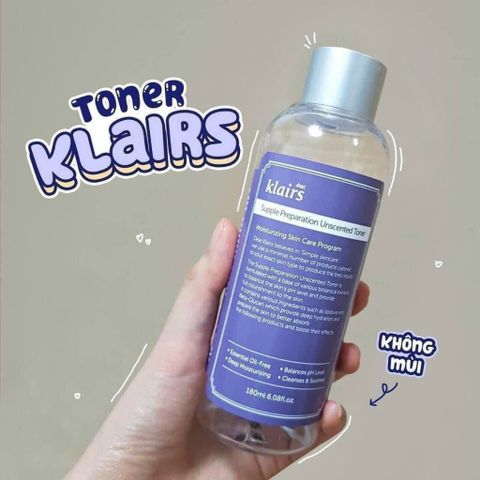 Nước Hoa Hồng Klairs Supple Preparation Facial Toner 180ml - Toner Dưỡng Ẩm Phục Hồi Da Nhạy Cảm, Cân Bằng Độ pH, Hàn Quốc