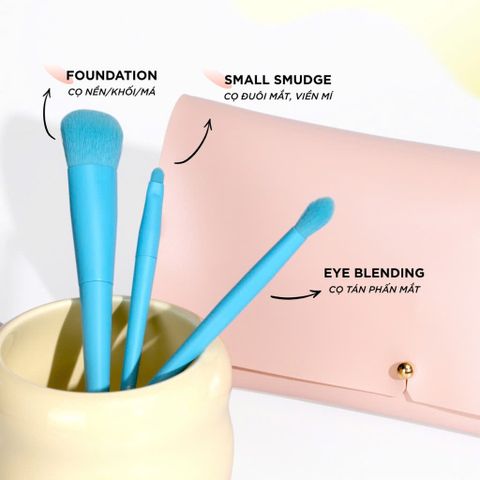 Bộ cọ trang điểm VACOSI 10 cây kèm ví hồng BC34 - Nana Shop