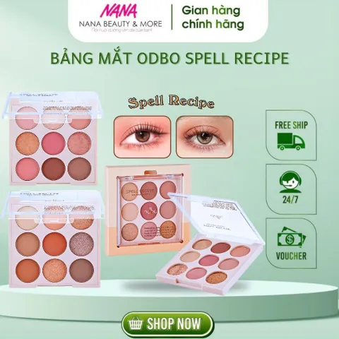 Bảng Phấn Mắt Odbo Spell Recipe 9 Ô 7g - Màu Sắc Đa Dạng Cho Đôi Mắt Quyến Rũ - Mỹ Phẩm Chất Lượng Thái Lan