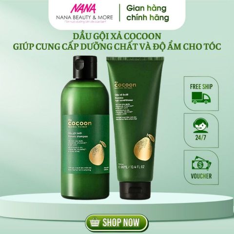Dầu Gội và Xả Bưởi COCOON Thuần Chay 310ml - Giảm Gãy Rụng, Làm Mềm Tóc, Dưỡng Ẩm Từ Tự Nhiên - Sản Phẩm Chính Hãng Nana Shop