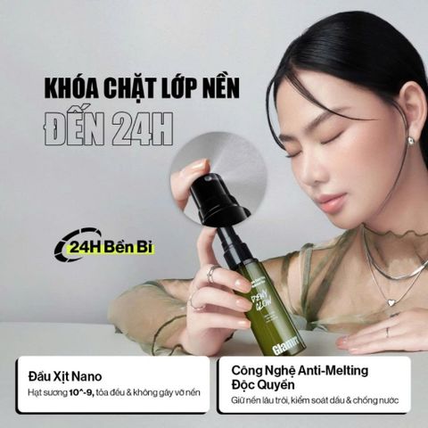 Xịt Khóa Nền Cố Định Glamrr Q Vegan Super Stay Makeup Fixer 130ml - Lâu trôi, Kiểm soát dầu, 24H, Dạng sương mịn, Dưỡng ẩm da