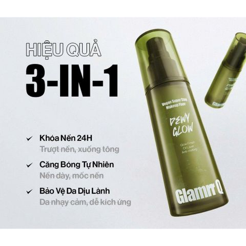 Xịt Khóa Nền Cố Định Glamrr Q Vegan Super Stay Makeup Fixer 130ml - Lâu trôi, Kiểm soát dầu, 24H, Dạng sương mịn, Dưỡng ẩm da