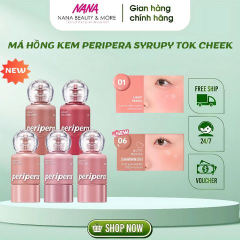 Má hồng kem PERIPERA Syrupy Tok Cheek 9g - Hiệu ứng căng bóng, sắc màu tự nhiên, trang điểm Hàn Quốc tại Nana Shop
