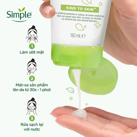Sữa Rửa Mặt Simple Refreshing Facial Wash 150ml - Dịu Nhẹ Cho Da Dầu Mụn Nhạy Cảm, Chiết Xuất Pro-Vitamin B5 và Vitamin E
