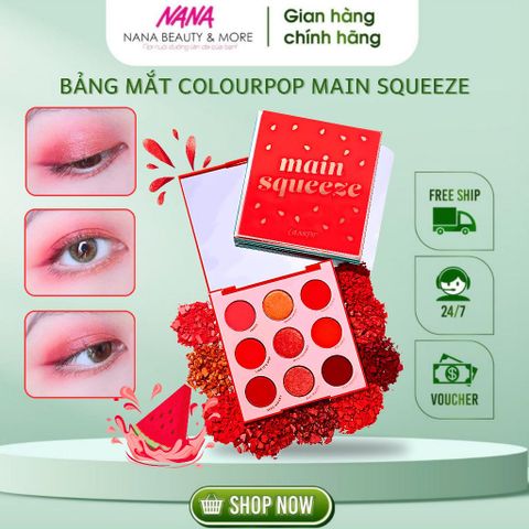 Bảng Mắt ColourPop Main Squeeze 9 Ô - Phấn Mắt Màu Hồng Cam Dưa Hấu Đáng Yêu, Trang Điểm Tươi Sáng, Dễ Dùng, Kỷ Niệm 5 Năm