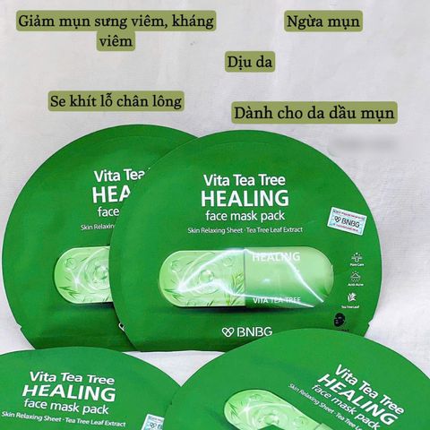 Mặt nạ tràm trà BNBG Vita Tea Tree Healing Face thải độc, giảm mụn 30ml chính hãng - Nana Shop