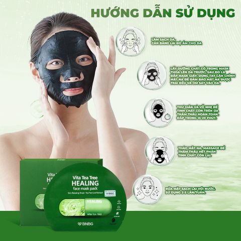 Mặt nạ tràm trà BNBG Vita Tea Tree Healing Face thải độc, giảm mụn 30ml chính hãng - Nana Shop