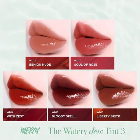 Son Tint Bóng MERZY The Watery Dew Dạng Thạch - Bền Màu, Lâu Trôi, Chăm Sóc Môi Tươi Tắn, Chính Hãng Từ Nana Shop