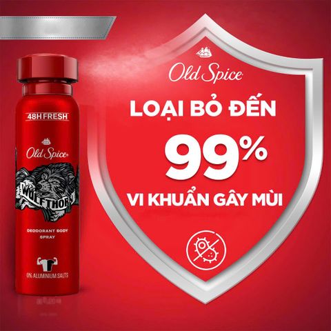 Xịt Khử Mùi Cơ Thể Old Spice 150ml - Hương Thơm Bền Bỉ, Công Nghệ Ngăn Mùi Hiệu Quả, Dành Cho Nam Giới Tự Tin, Thơm Mát Suốt Ngày