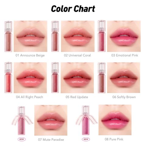 Son Tint Bóng PERIPERA Water Bare Tint 3.7g - Chất Lỏng Mềm Mượt, Bóng Đẹp, Nhiều Màu Hàn Quốc - Trang Điểm Gợi Cảm
