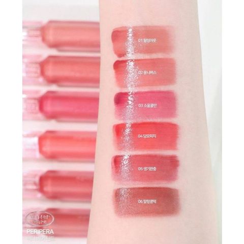 Son Tint Bóng PERIPERA Water Bare Tint 3.7g - Chất Lỏng Mềm Mượt, Bóng Đẹp, Nhiều Màu Hàn Quốc - Trang Điểm Gợi Cảm