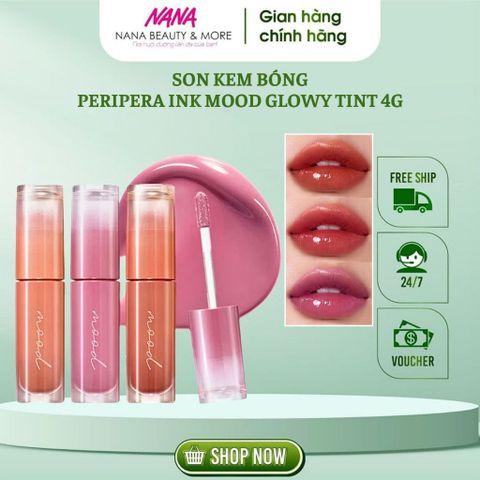 Son Kem Tint Bóng PERIPERA Ink Mood Glowy Tint 4g - Son Bóng Dưỡng Ẩm Đôi Môi Căng Mọng, Màu Đẹp Từ Hàn Quốc