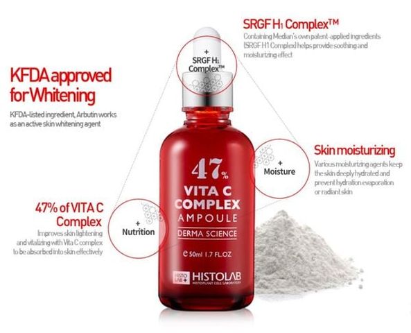 Serum Vitamin C Histolab 47% Vita C Complex 50ml - Làm Sáng Da, Chống Lão Hóa, Dưỡng Ẩm Từ Chiết Xuất Tự Nhiên