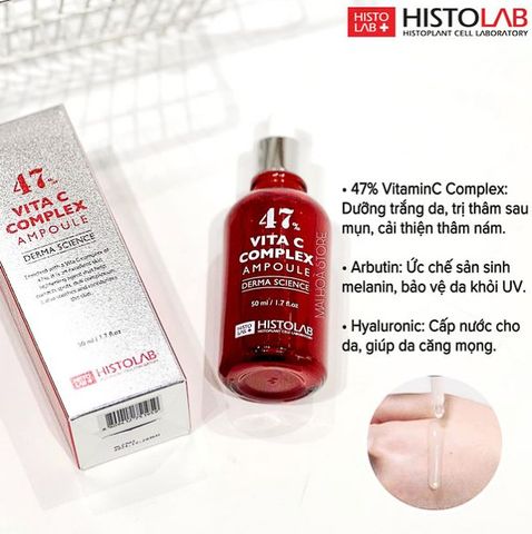 Serum Vitamin C Histolab 47% Vita C Complex 50ml - Làm Sáng Da, Chống Lão Hóa, Dưỡng Ẩm Từ Chiết Xuất Tự Nhiên