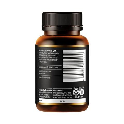 Bổ não Go Healthy Go Ginkgo 9,000 1-A-Day 60 viên