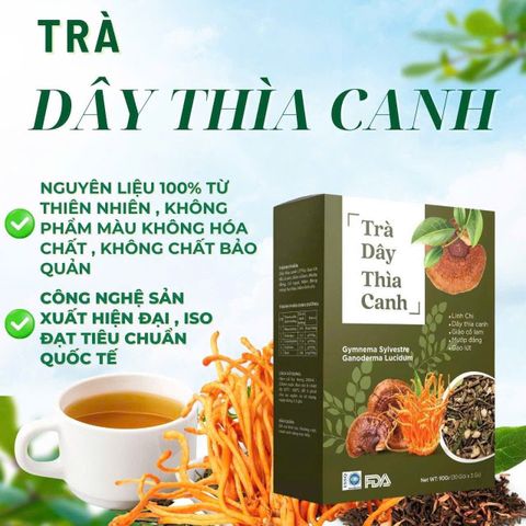 Trà Dây Thìa Canh Nguyên Chất Hỗ Trợ Tiểu Đường - Giảm Đường Huyết, Tăng Cường Sức Khỏe, Hộp 30 Gói
