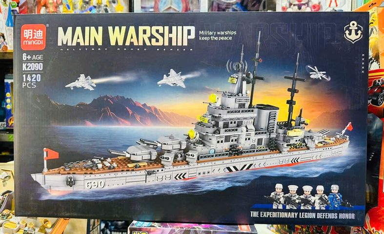 Đồ chơi lắp ráp Mingdi K2090 Main Warship 1420 chi tiết cho trẻ em từ 6 tuổi mô phỏng chiến hạm quân sự