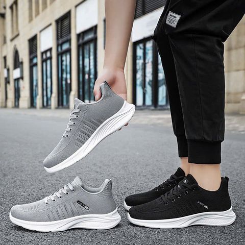 Giày Thể Thao Nam Sneaker Mã 23 Siêu Thoáng Khí - Phong Cách Thể Thao Mới, Màu Đen và Xám, Dành Cho Chạy Bộ và Học Tập