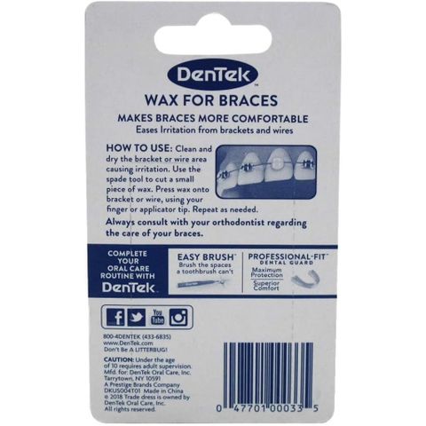 Sáp nha khoa Dentek Wax For Braces cho răng niềng 1 vỉ (USA)