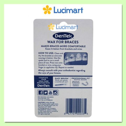 Sáp nha khoa Dentek Wax For Braces cho răng niềng 1 vỉ (USA)