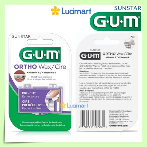 Sáp nha khoa Gum Ortho Wax + Vitamin E cho răng niềng 1 vỉ (USA)