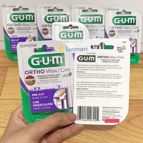 Sáp nha khoa Gum Ortho Wax + Vitamin E cho răng niềng 1 vỉ (USA)