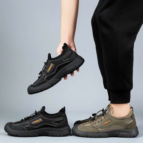 Giày thể thao nam MB24 - Sneaker da lộn vải thoáng khí, phong cách thể thao, màu nâu và đen, phù hợp mọi hoạt động hàng ngày.