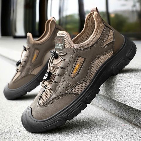 Giày thể thao nam MB24 - Sneaker da lộn vải thoáng khí, phong cách thể thao, màu nâu và đen, phù hợp mọi hoạt động hàng ngày.