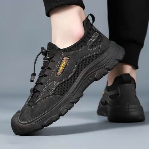 Giày thể thao nam MB24 - Sneaker da lộn vải thoáng khí, phong cách thể thao, màu nâu và đen, phù hợp mọi hoạt động hàng ngày.