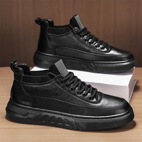 Giày thể thao nam da PU GN55 cao cấp màu đen - Sneakers thời trang dễ phối đồ cho phái mạnh, phong cách trẻ trung và hiện đại