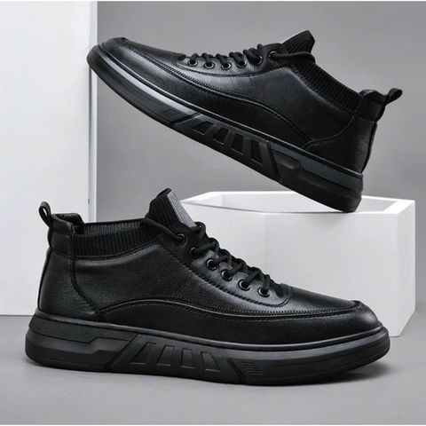 Giày thể thao nam da PU GN55 cao cấp màu đen - Sneakers thời trang dễ phối đồ cho phái mạnh, phong cách trẻ trung và hiện đại
