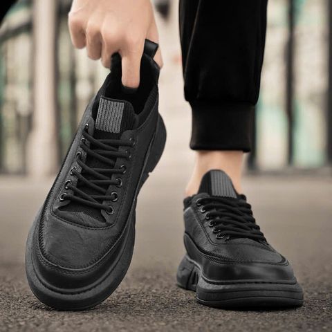 Giày Thể Thao Nam Da PU Mới Màu Đen GN55 Cao Cấp - Sneakers Thời Trang Dễ Phối Đồ Cho Mùa Hè