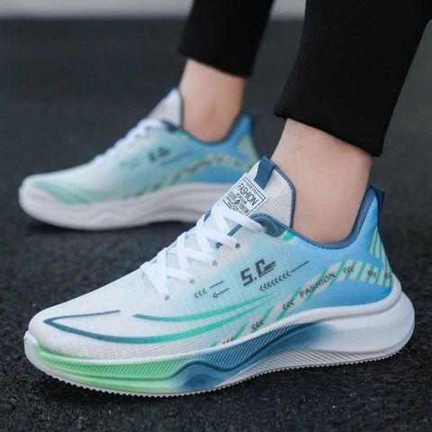Giày Thể Thao Nam Sneaker 5D Mới - Giày Vải Thoáng Khí Sport 2 Màu Đen Xanh Dễ Phối Đồ Chạy Bộ Gym