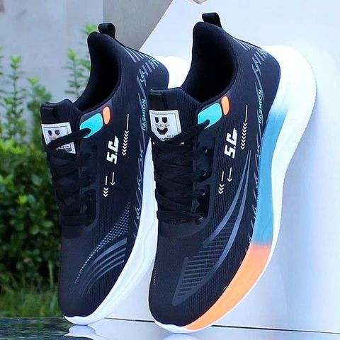 Giày Thể Thao Nam Sneaker 5D Mới - Giày Vải Thoáng Khí Sport 2 Màu Đen Xanh Dễ Phối Đồ Chạy Bộ Gym