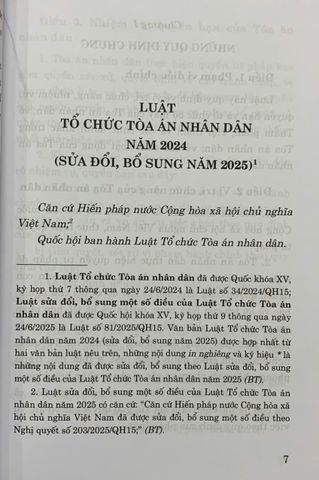 Luật Tổ chức Tòa án Nhân dân 2024 (Sửa đổi, Bổ sung 2025) - NXB Chính Trị Quốc Gia Sự Thật, 136 trang, Bìa mềm