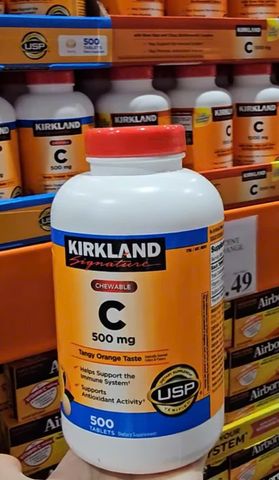 Vitamin C 500Mg Kirkland Signature - 500 Viên Bổ Sung Tăng Cường Miễn Dịch & Sức Khỏe Da Tự Nhiên
