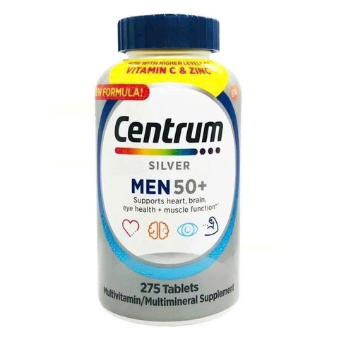 Vitamin Tổng Hợp Centrum Silver Men 50+ - Thực Phẩm Chức Năng Hỗ Trợ Sức Khỏe Nam Giới Trung Niên, Cung Cấp Vitamin D, B12, Canxi, Kẽm