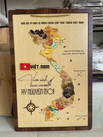 Tranh Gỗ Bản Đồ Việt Nam 40cm x 60cm - Quà Tặng Ý Nghĩa Cho Bạn Bè, Người Thân - Nghệ Thuật Khắc Laser Tinh Xảo