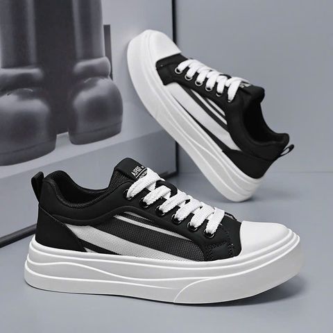 Giày Thể Thao Sneaker Nam Phong Cách Hàn Quốc 3 Màu Đen Trắng Xanh - Thời Trang Dễ Phối Đồ Cho Thể Thao, Đi Học, Đi Chơi