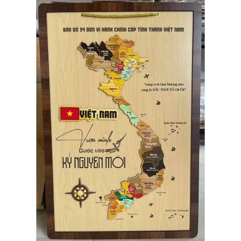 Tranh Gỗ Bản Đồ Việt Nam 40cm x 60cm - Quà Tặng Ý Nghĩa Cho Bạn Bè, Người Thân - Nghệ Thuật Khắc Laser Tinh Xảo