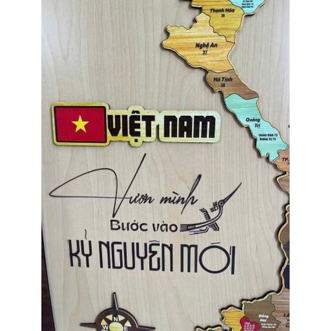 Tranh Gỗ Bản Đồ Việt Nam 40cm x 60cm - Quà Tặng Ý Nghĩa Cho Bạn Bè, Người Thân - Nghệ Thuật Khắc Laser Tinh Xảo