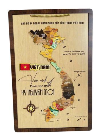 Tranh Gỗ Bản Đồ Việt Nam 40cm x 60cm - Quà Tặng Ý Nghĩa Cho Bạn Bè, Người Thân - Nghệ Thuật Khắc Laser Tinh Xảo