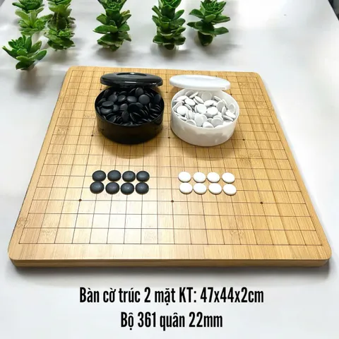 Bộ 361 Quân Cờ Vây Cong 1 Mặt 22mm Kèm Bàn Cờ Gỗ Trúc - Đồ Chơi Giải Trí Thông Minh, Phát Triển Tư Duy