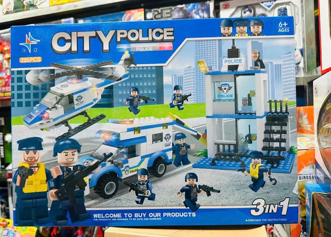LX CITY POLICE 337 - Đồ chơi xây dựng 3in1 gồm 395 chi tiết, mô hình xe cảnh sát, trực thăng và trạm cảnh sát, dành cho trẻ em từ 6 tuổi trở lên